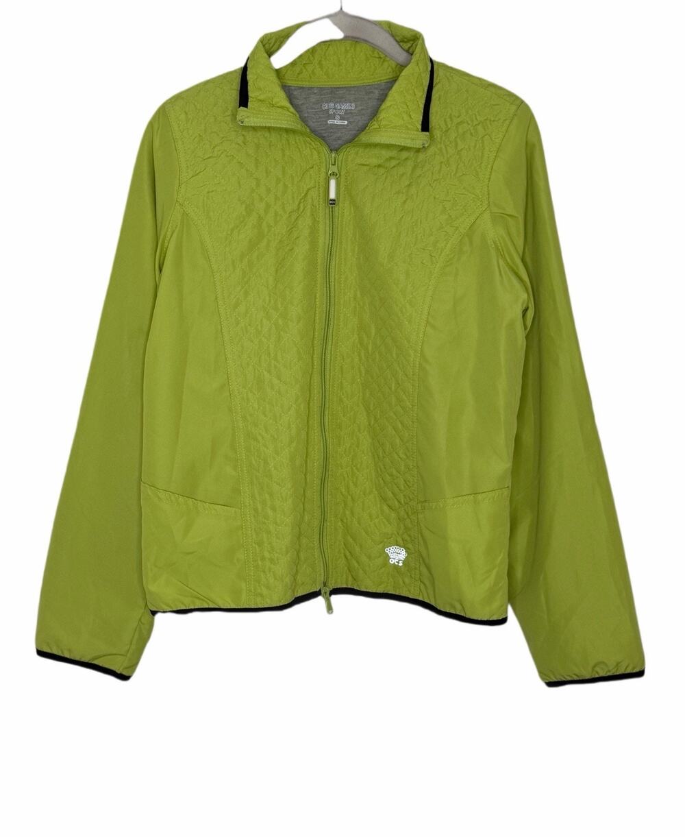 Oleg Cassini Sport Womens Lime Green Full Zip Quilted Jacket Size S NWT